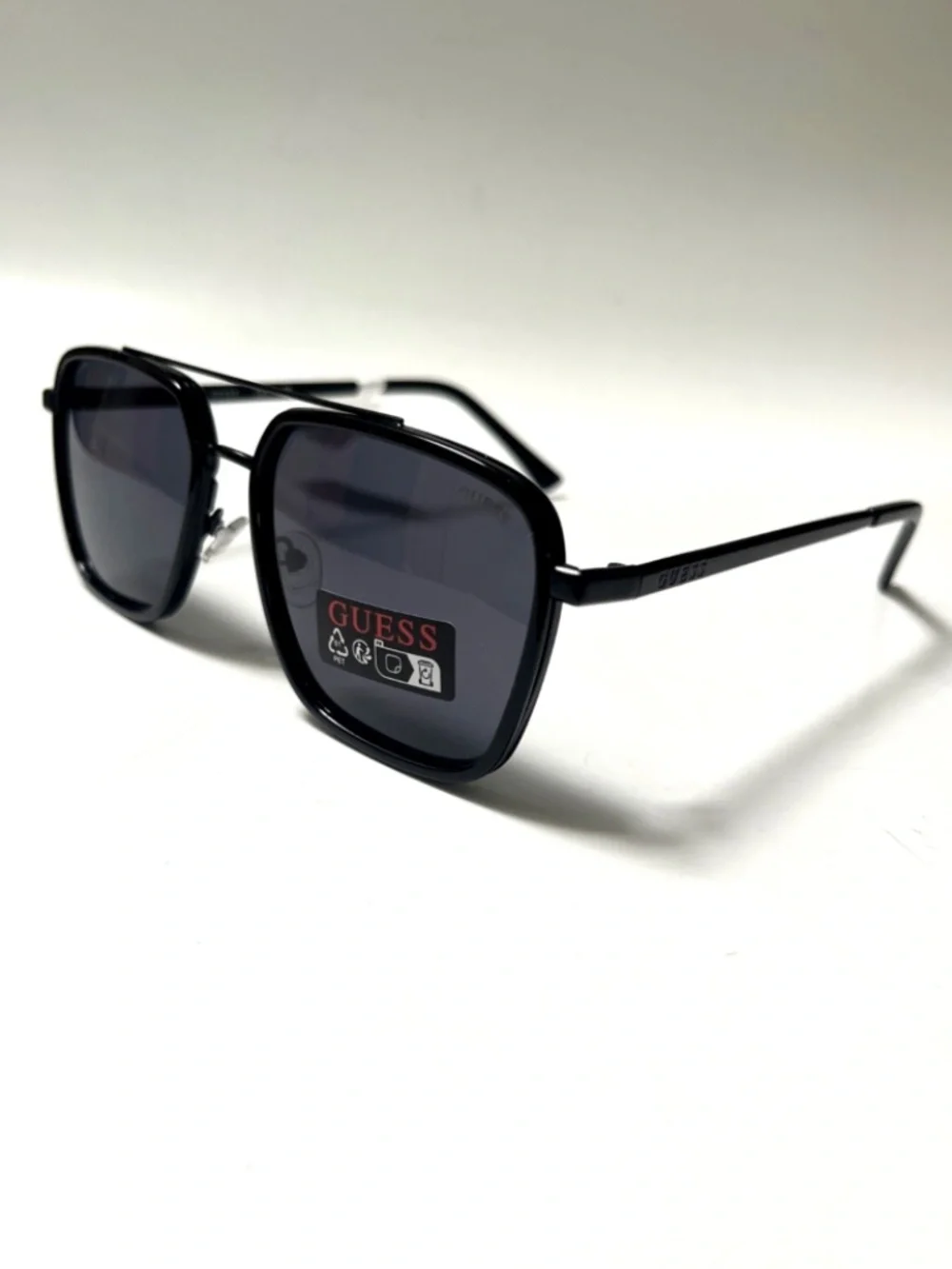 New GUESS Aviator Sunglasses GO00112 Double Bridge Glossy Metal Black
